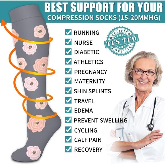 ⭐ Laite Hebe Compression Socks Graduated Support for Circulation Sports (6Pairs) - Picture 5 of 7